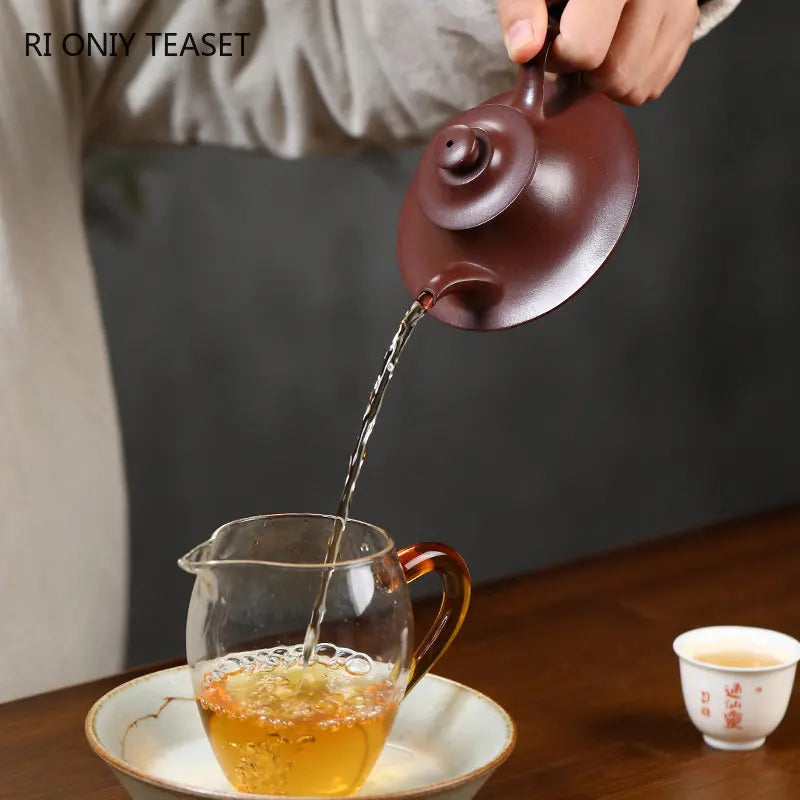 180ml Chinese Yixing High-end Purple Clay Teapots Famous Artists Handmade Tea Pot Raw Ore Dragon Blood Sand Kettle Zisha Tea Set