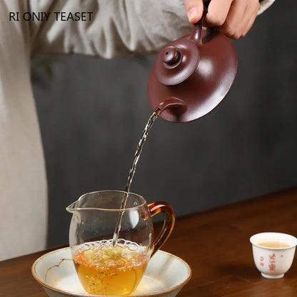 180ml Chinese Yixing High-end Purple Clay Teapots Famous Artists Handmade Tea Pot Raw Ore Dragon Blood Sand Kettle Zisha Tea Set
