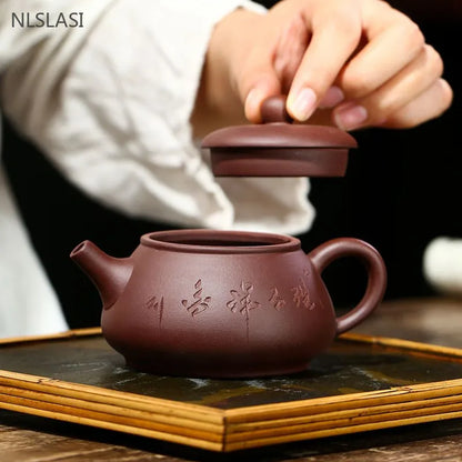 180ml Chinese Yixing Purple Clay Tea Pot Raw Ore Zhu Mud Filter Teaware Tradition Beauty Teapot Customized Zisha Tea Infuser