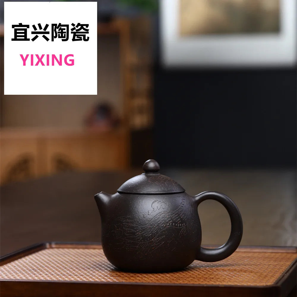 180ml Chinese Yixing Purple Clay Teapot Black Mud Dragon's Egg Tea Pot High Grade Zisha Tea Infuser Handmade Beauty Kettle