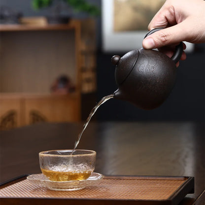 180ml Chinese Yixing Purple Clay Teapot Black Mud Dragon's Egg Tea Pot High Grade Zisha Tea Infuser Handmade Beauty Kettle