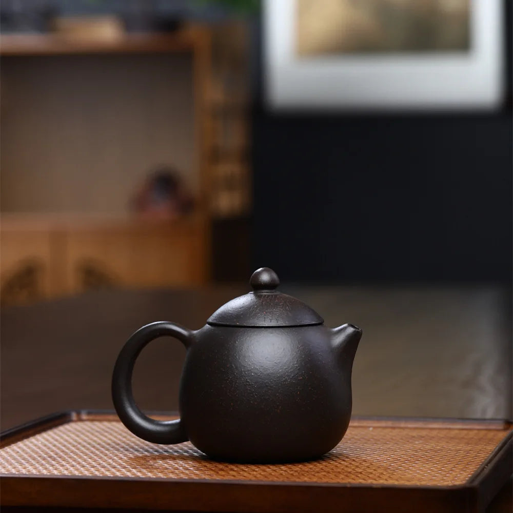 180ml Chinese Yixing Purple Clay Teapot Black Mud Dragon's Egg Tea Pot High Grade Zisha Tea Infuser Handmade Beauty Kettle