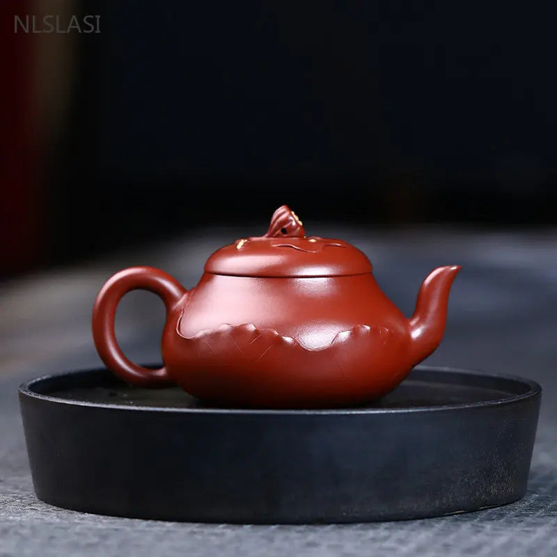 180ml Chinese Yixing Purple Clay Teapot Master Handmade 9 Hole Filter Beauty Tea Kettle Raw Ore Dahongpao Zisha Tea Set