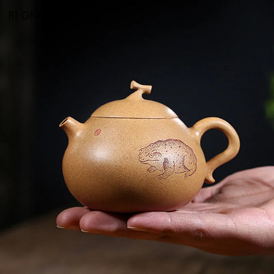 180ml Chinese Yixing Purple Clay Teapots Ball Hole Filter Handmade Raw Ore Section Mud Tea Pot Kettle High-end Zisha Tea Set