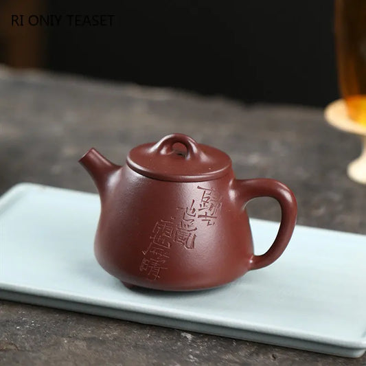 180ml Chinese Yixing Purple Clay Teapots Famous Artists Handmade High Stone Scoop Tea Pot Beauty Kettle Raw Ore Zisha Tea Set