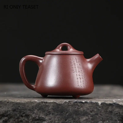 180ml Chinese Yixing Purple Clay Teapots Famous Artists Handmade High Stone Scoop Tea Pot Beauty Kettle Raw Ore Zisha Tea Set