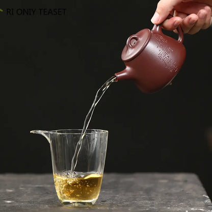 180ml Chinese Yixing Purple Clay Teapots Famous Artists Handmade High Stone Scoop Tea Pot Beauty Kettle Raw Ore Zisha Tea Set