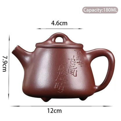 180ml Chinese Yixing Purple Clay Teapots Famous Artists Handmade High Stone Scoop Tea Pot Beauty Kettle Raw Ore Zisha Tea Set