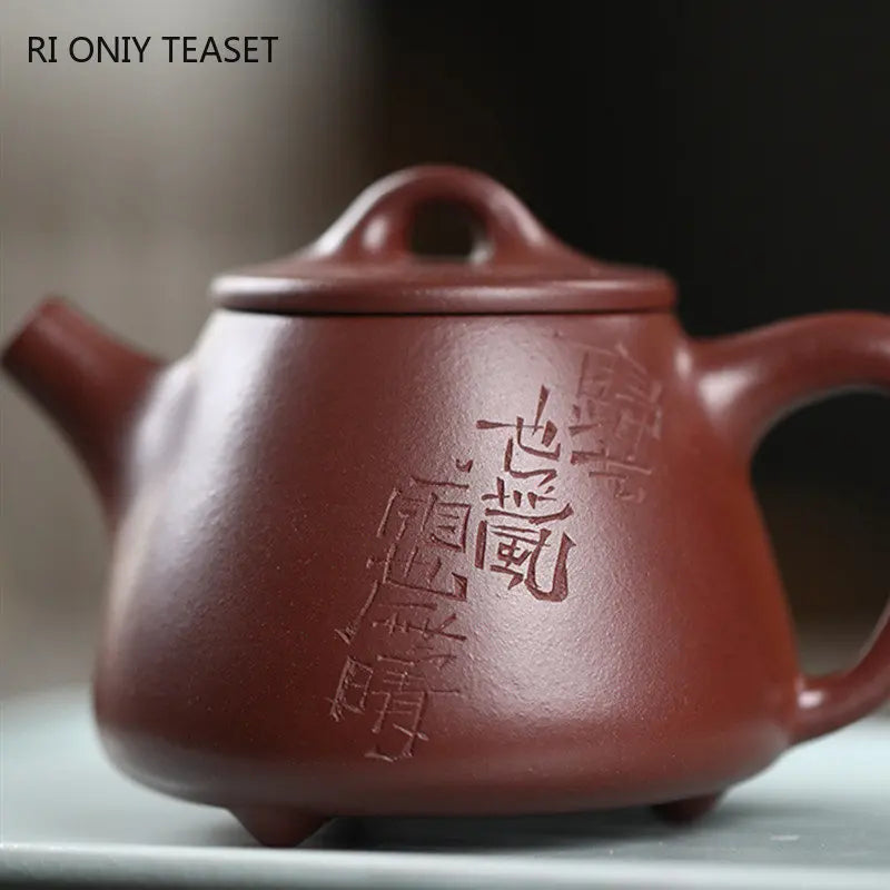 180ml Chinese Yixing Purple Clay Teapots Famous Artists Handmade High Stone Scoop Tea Pot Beauty Kettle Raw Ore Zisha Tea Set
