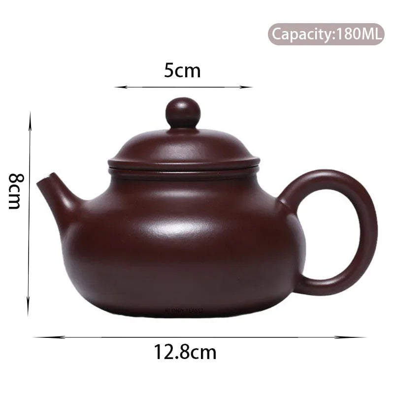 180ml Chinese Yixing Purple Clay Teapots Famous Artists Handmade Tea Pot Raw Ore Beauty Kettle Authentic Zisha Tea Set Teaware