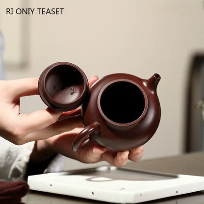 180ml Chinese Yixing Purple Clay Teapots Famous Artists Handmade Tea Pot Raw Ore Beauty Kettle Authentic Zisha Tea Set Teaware