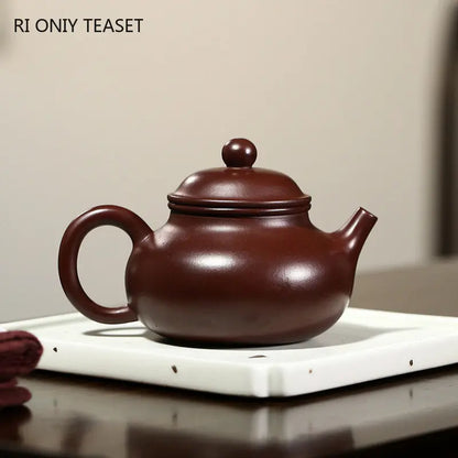 180ml Chinese Yixing Purple Clay Teapots Famous Artists Handmade Tea Pot Raw Ore Beauty Kettle Authentic Zisha Tea Set Teaware