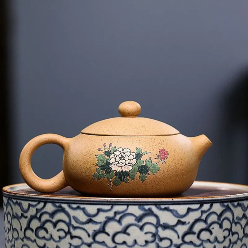 180ml Chinese Yixing Purple Clay Teapots Raw Ore Section Mud Flat Xishi Tea Pot Handmade Filter Zisha Kettle Household Drinkware