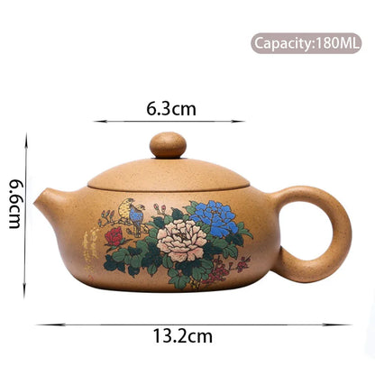 180ml Chinese Yixing Purple Clay Teapots Raw Ore Section Mud Flat Xishi Tea Pot Handmade Filter Zisha Kettle Household Drinkware
