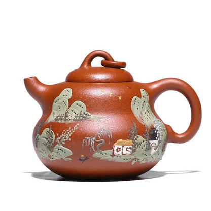 180ml Chinese Yixing Raw Ore Purple Clay Teapots Famous Artists Handmade Gourd Shape Tea Pot Kettle Authentic Zisha Tea Set