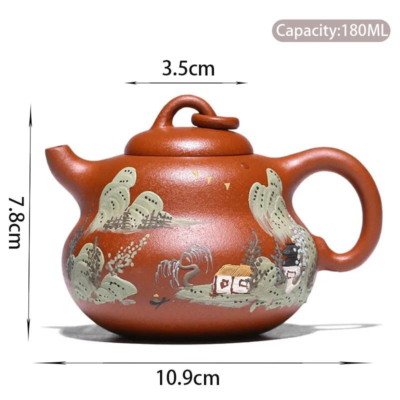 180ml Chinese Yixing Raw Ore Purple Clay Teapots Famous Artists Handmade Gourd Shape Tea Pot Kettle Authentic Zisha Tea Set