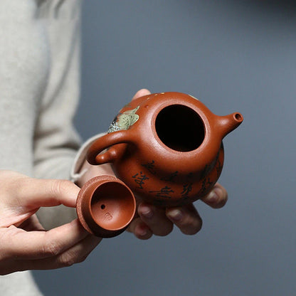 180ml Chinese Yixing Raw Ore Purple Clay Teapots Famous Artists Handmade Gourd Shape Tea Pot Kettle Authentic Zisha Tea Set
