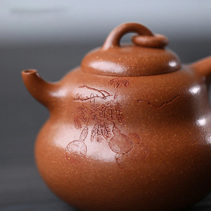 180ml Chinese Yixing Raw Ore Purple Clay Teapots Handmade Gourd Shape Tea Pot Beauty Kettle High-end Zisha Tea Set Collection