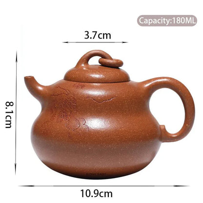 180ml Chinese Yixing Raw Ore Purple Clay Teapots Handmade Gourd Shape Tea Pot Beauty Kettle High-end Zisha Tea Set Collection