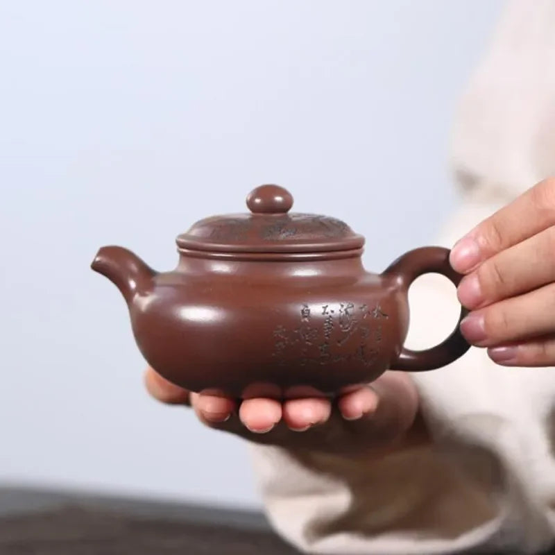 180ml Chinese Yixing Traditional Purple Clay Teapots Beauty Kettle Famous Artists Handmade Antique Tea Pot Raw Ore Zisha Tea Set