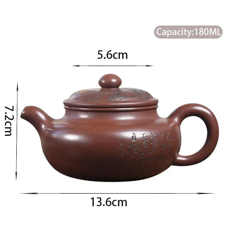 180ml Chinese Yixing Traditional Purple Clay Teapots Beauty Kettle Famous Artists Handmade Antique Tea Pot Raw Ore Zisha Tea Set