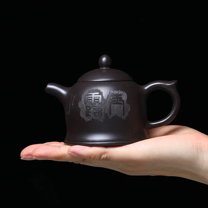 180ml Classic Yixing Purple Clay Tea Pot Raw Ore Black Gold Sand Teapots Zisha Dragon Egg Filter Kettle Household Tea Set