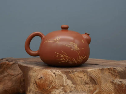 180ml Nixing Handmade Teapot Master Tang Tianyuan Carving  filter handmade nixing clay customized gifts authentic theiere
