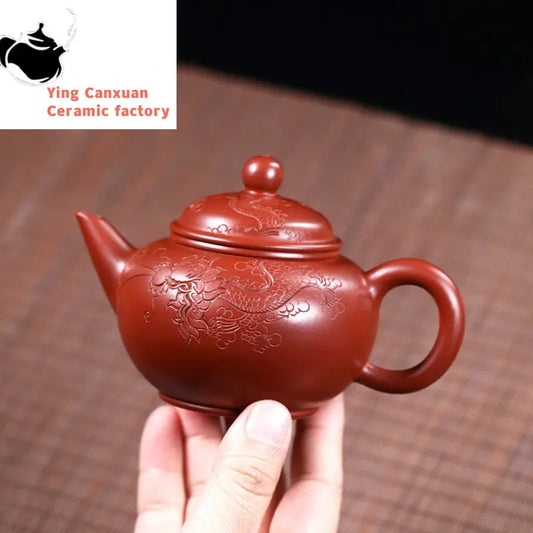 180ml Raw Ore Dahongpao Zisha Tea Pot Yixing Purple Clay Filter Teapot Dragon Pattern Beauty Tea Maker Teaware Accessories
