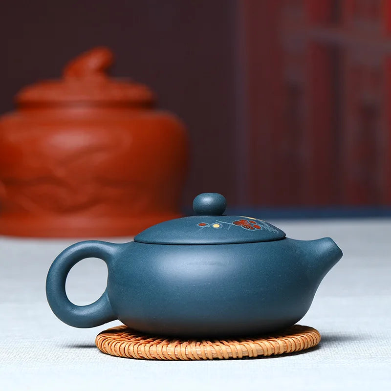 180ml Real Handmade Yixing Teapot Azure Clay Xishi Pot Chinese Kettle Kung Fu Zisha Tea Set Pure Teaware