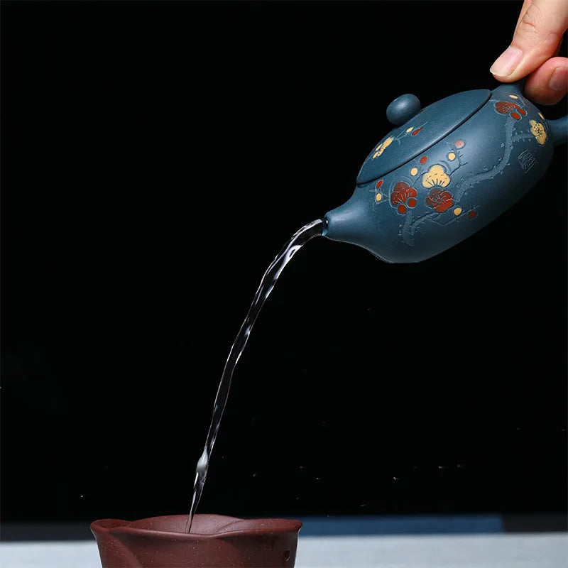 180ml Real Handmade Yixing Teapot Azure Clay Xishi Pot Chinese Kettle Kung Fu Zisha Tea Set Pure Teaware