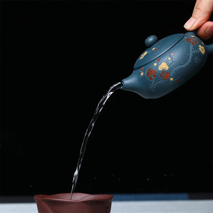 180ml Real Handmade Yixing Teapot Azure Clay Xishi Pot Chinese Kettle Kung Fu Zisha Tea Set Pure Teaware