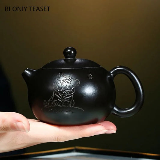 180ml Yixing Authentic Purple Clay Teapot Famous Handmade Xishi Tea Pot Raw Ore Beauty Kettle Chinese Zisha Tea Set Gifts