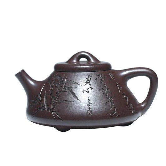 180ml Yixing Famous Artists Purple Clay Teapots Handmade Bamboo Leaf Pattern Tea Pot Kettle Chinese Authentic Zisha Tea Set