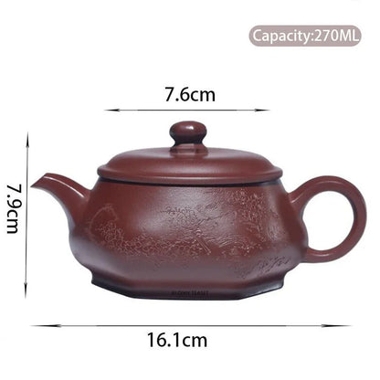 180ml Yixing Famous Artists Purple Clay Teapots Handmade Bamboo Leaf Pattern Tea Pot Kettle Chinese Authentic Zisha Tea Set