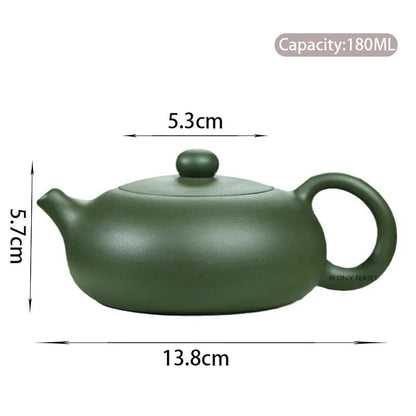 180ml Yixing Famous Artists Purple Clay Teapots Handmade Bian Xi Shi Tea Pot Raw Ore Green Mud Kettle Chinese Zisha Tea Set