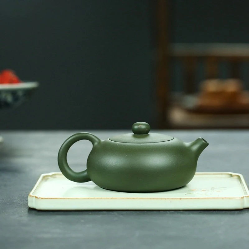 180ml Yixing Famous Artists Purple Clay Teapots Handmade Bian Xi Shi Tea Pot Raw Ore Green Mud Kettle Chinese Zisha Tea Set