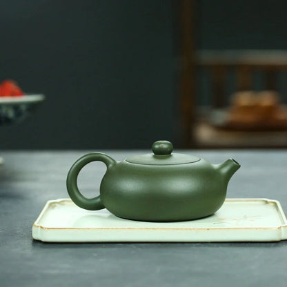 180ml Yixing Famous Artists Purple Clay Teapots Handmade Bian Xi Shi Tea Pot Raw Ore Green Mud Kettle Chinese Zisha Tea Set