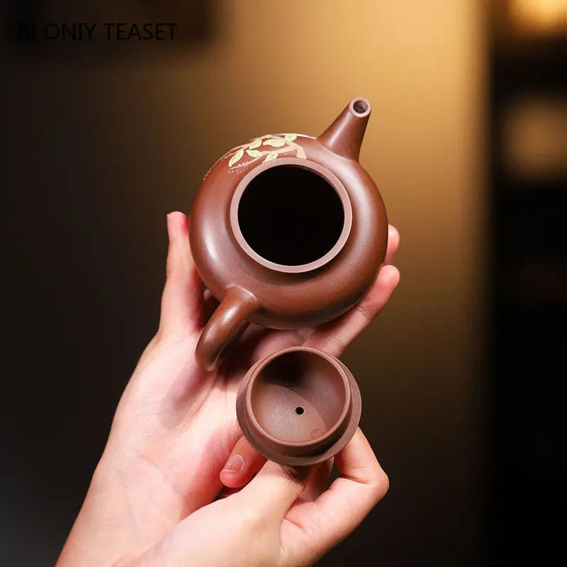 180ml Yixing Famous Purple Clay Teapots Handmade Jade Rabbit Pattern Tea Pot Raw Ore Purple Zhu Mud Kettle Chinese Zisha Tea Set