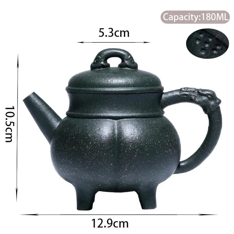 180ml Yixing High-end Purple Clay Teapots Famous Handmade Tea Pot Raw Ore Coarse Sand Green Mud Kettle Chinese Zisha Tea Set