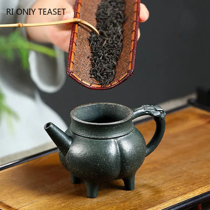 180ml Yixing High-end Purple Clay Teapots Famous Handmade Tea Pot Raw Ore Coarse Sand Green Mud Kettle Chinese Zisha Tea Set