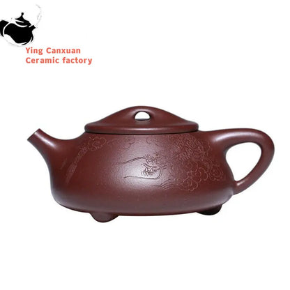 180ml Yixing Purple Clay Stone Scoop Teapots Famous Artists Handmade Dragon Pattern Tea Pot Kettle Chinese Zisha Tea Set Teaware