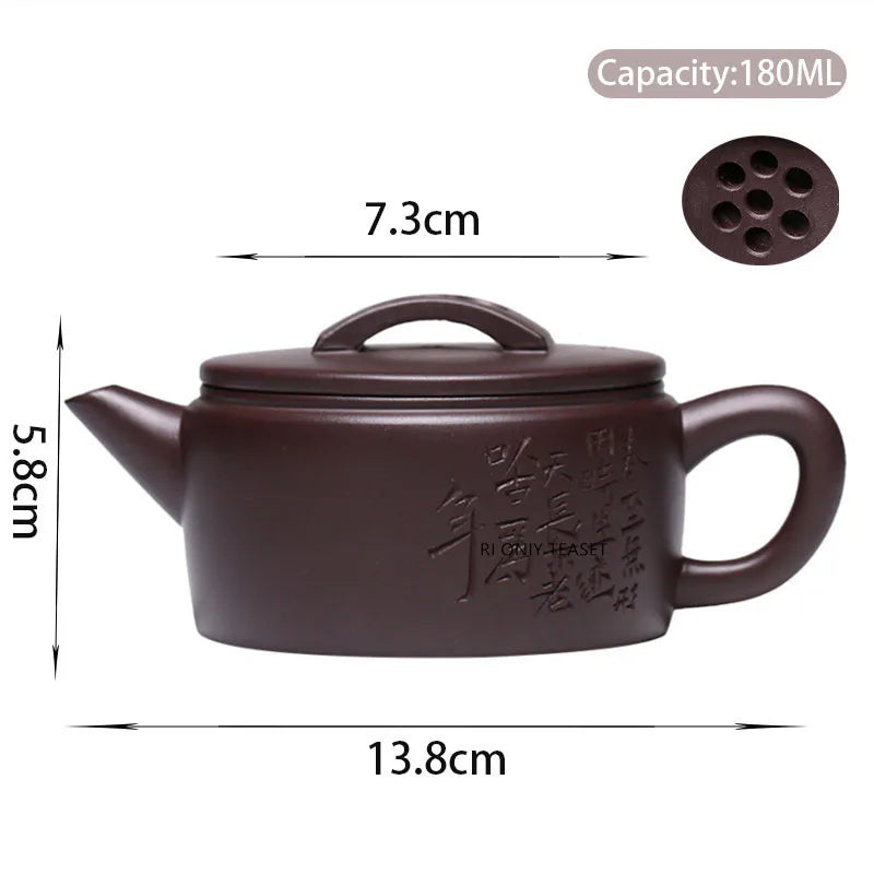 180ml Yixing Purple Clay Teapot Handmade Large Caliber Tea Pot Collection Raw Ore Beauty Kettle Chinese High-end Zisha Tea Set