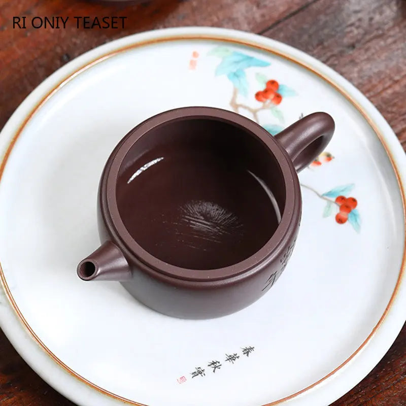 180ml Yixing Purple Clay Teapot Handmade Large Caliber Tea Pot Collection Raw Ore Beauty Kettle Chinese High-end Zisha Tea Set