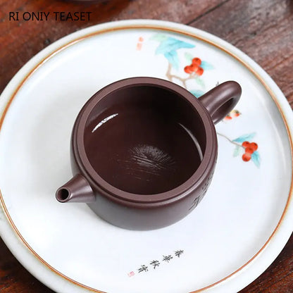 180ml Yixing Purple Clay Teapot Handmade Large Caliber Tea Pot Collection Raw Ore Beauty Kettle Chinese High-end Zisha Tea Set