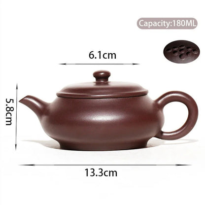 180ml Yixing Purple Clay Teapots Famous Artists Handmade Large Caliber Tea Pot Raw Ore Purple Mud Kettle Chinese Zisha Tea Set