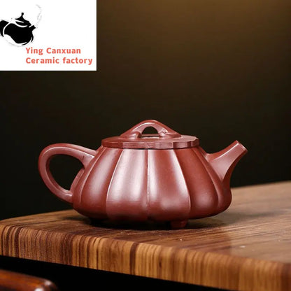 180ml Yixing Purple Clay Teapots Famous Handmade Stone Scoop Tea Pot Raw Ore Purple Zhu Mud Kettle Chinese Zisha Tea Set