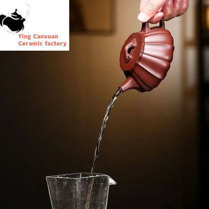 180ml Yixing Purple Clay Teapots Famous Handmade Stone Scoop Tea Pot Raw Ore Purple Zhu Mud Kettle Chinese Zisha Tea Set