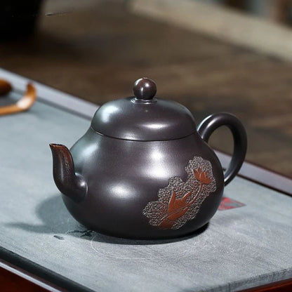 180ml Yixing Raw Ore Purple Clay Teapot Master Hand-painted Beauty Tea Pot Ball Hole Filter Kettle Customized Zisha Tea Set