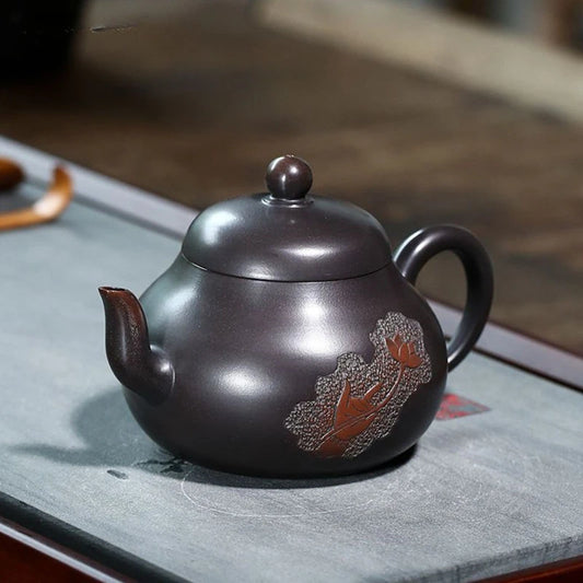 180ml Yixing Raw Ore Purple Clay Teapot Master Hand-painted Beauty Tea Pot Ball Hole Filter Kettle Customized Zisha Tea Set