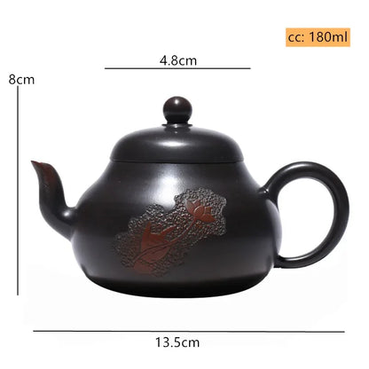 180ml Yixing Raw Ore Purple Clay Teapot Master Hand-painted Beauty Tea Pot Ball Hole Filter Kettle Customized Zisha Tea Set